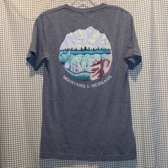 Mountains & Mermaids Gray Vneck Tee - Picture 3 of 4